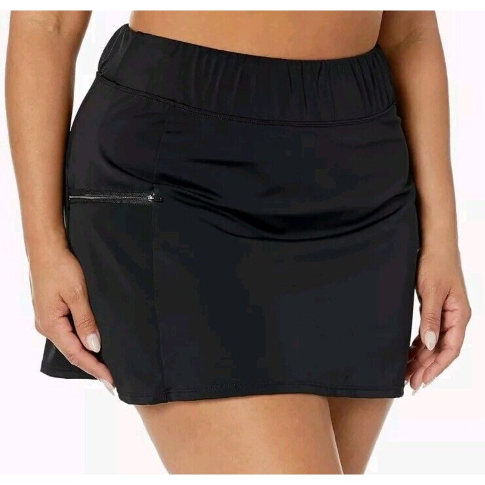 Meet Curve Women's Solids Swim Skirt with Zipper Pocket Size 4XL NWT